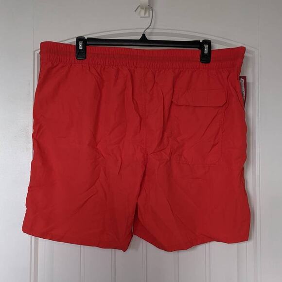 Merona Swimming Trunks XXL Elastic Waist Red Back Pocket Beach Pool Above Knee - Picture 6 of 6